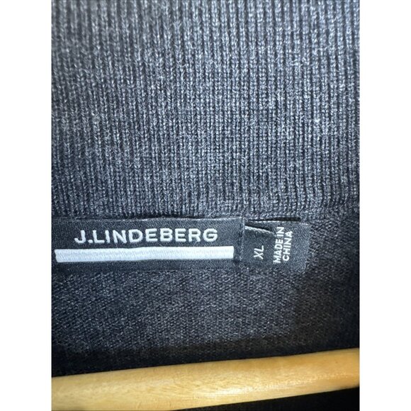 J.Lindeberg 100% Merino Wool Quarter Zip Golf Sweater XL Charcoal Gray Black - Picture 3 of 5